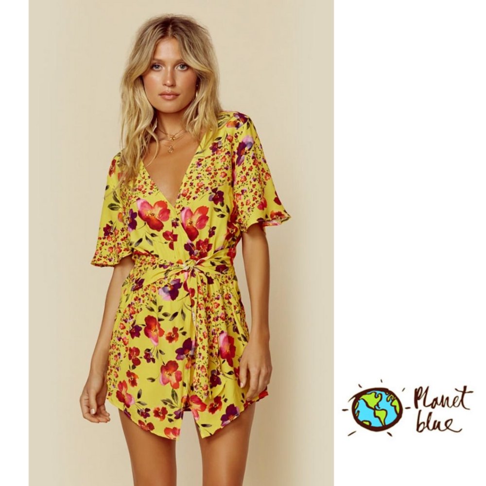 Blue Life Gem Romper in Mustard Blossom